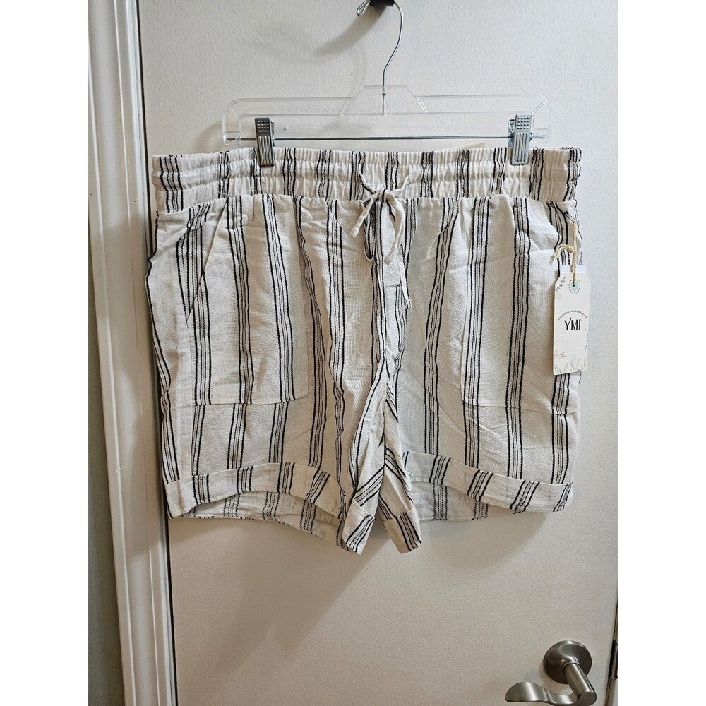 YMI Women's Plus Drawstring Waistband Linen Shorts 1X
